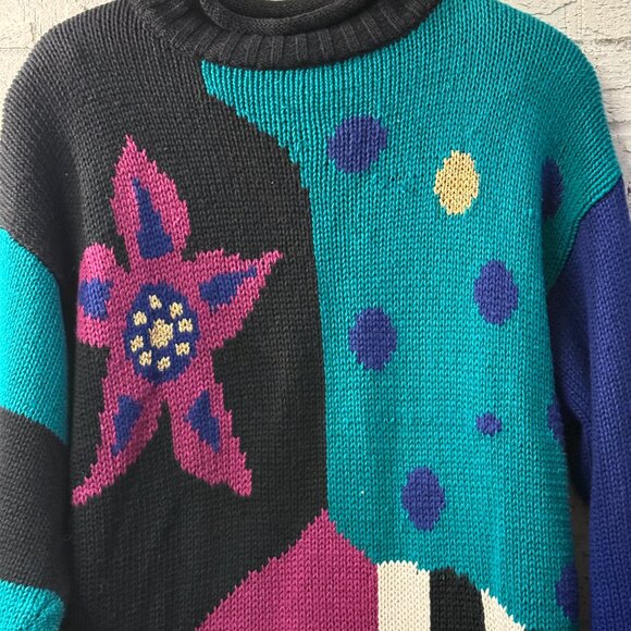 Vintage PASTA by Joyce Abstract Knit Sweater | Size M | Ramie Cotton Blend - Picture 2 of 10